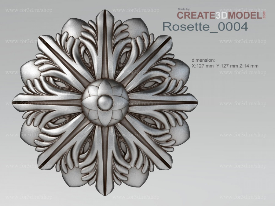 Rosette 0004 3d stl for CNC