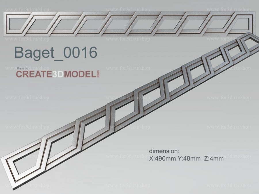 Багет 0016 3d stl модель для ЧПУ