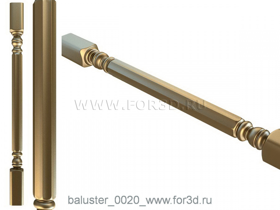 Baluster 0020 3d stl for CNC