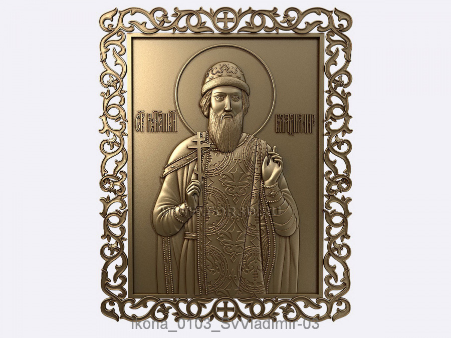 The icon of Saint Vladimir 0105 3d stl for CNC