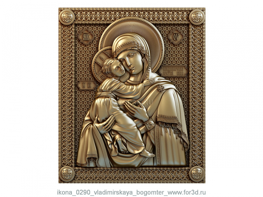 Icon 0290 Vladimir of the Mother of God 3d stl for CNC