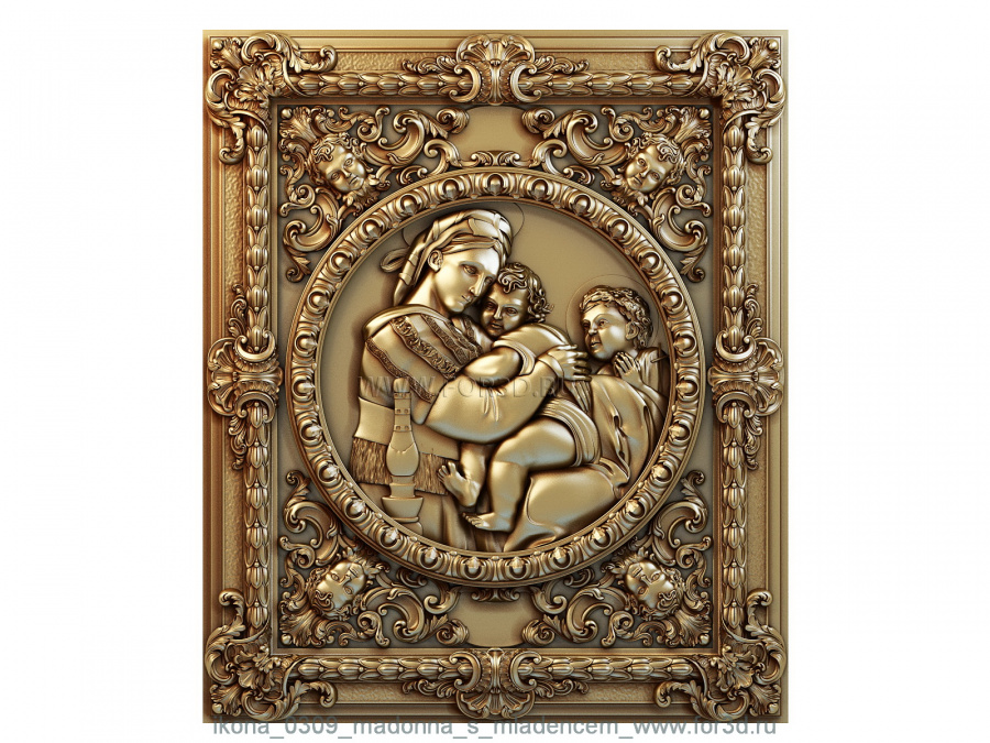 Icon 0309 Madonna and Child 3d stl for CNC