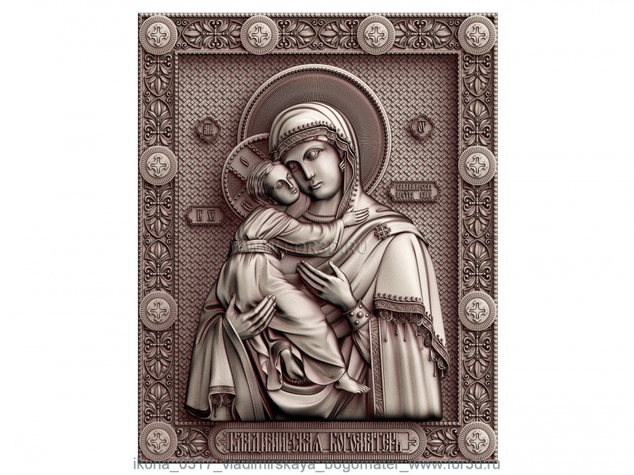 Icon 0317  Vladimir of the Mother of God 3d stl for CNC