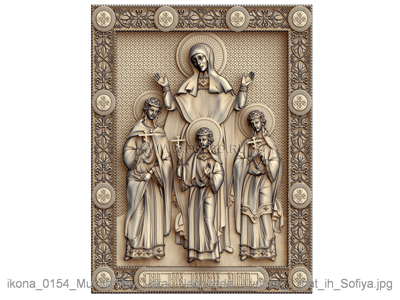 Icon of 0154 martyrs Faith, Hope, Love and their mother Sophia