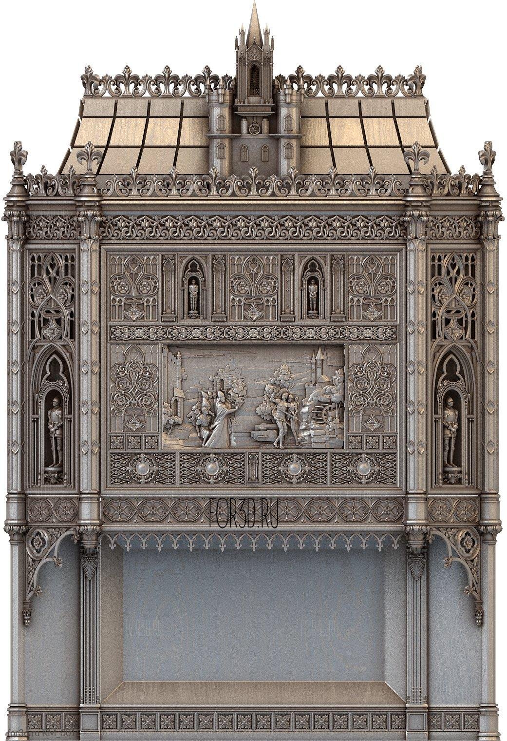 3д модель каминного портала в стиле готика