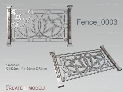 Fence 0003 stl model for CNC