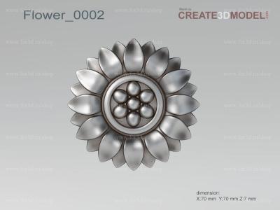 Flower 0002 stl model for CNC