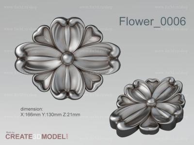 Flower 0006 stl model for CNC