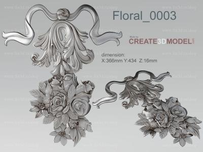 Floral 0003 stl model for CNC