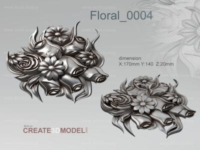Floral 0004 stl model for CNC