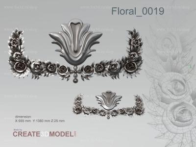 Floral 0019 stl model for CNC