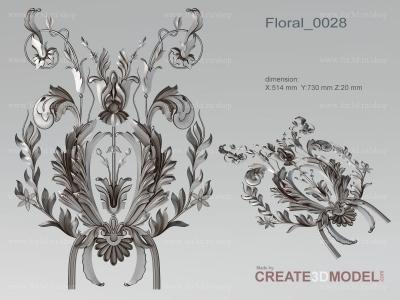 Floral 0028 stl model for CNC