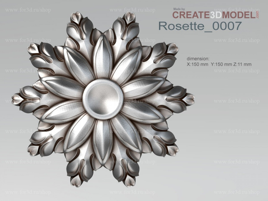 Rosette 0007 3d stl for CNC
