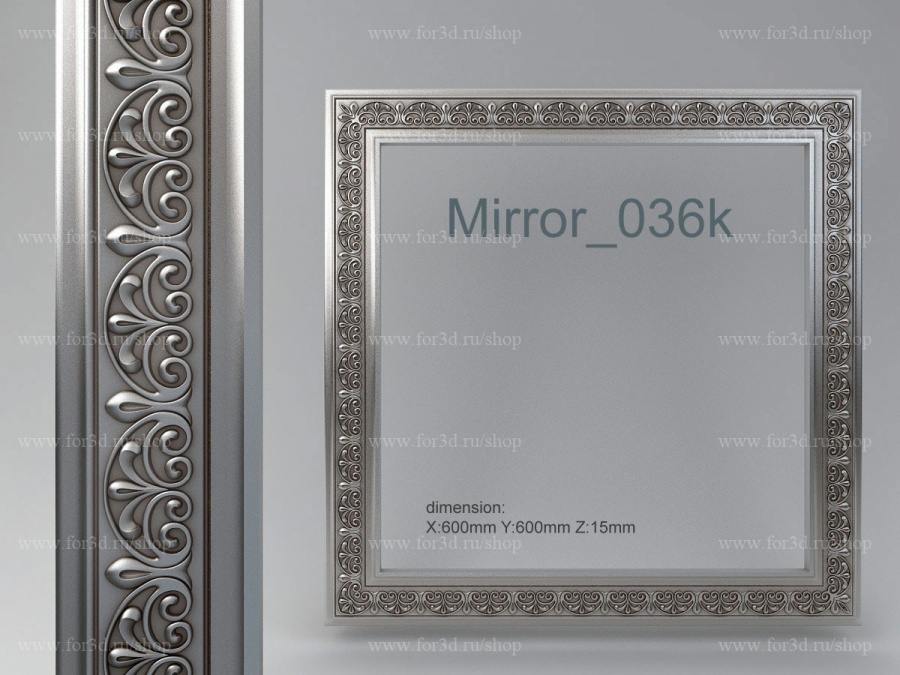 Mirror 036k 3d stl for CNC