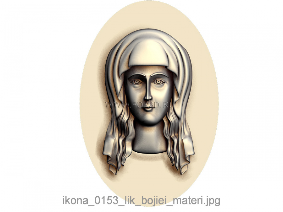 The icon of the Mother of God Face 0153 3d stl for CNC