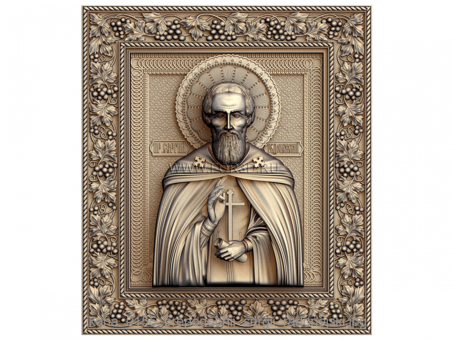 The icon of St. Sergius of Radonezh 0155 3d stl for CNC