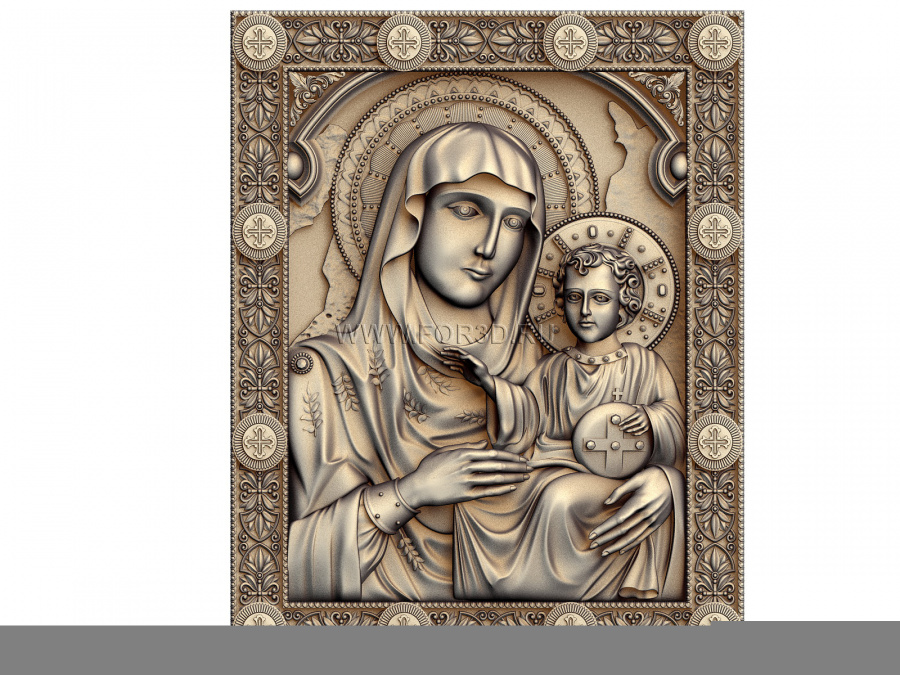 Jerusalem Icon 0161 of the Blessed Virgin Mary 3d stl for CNC