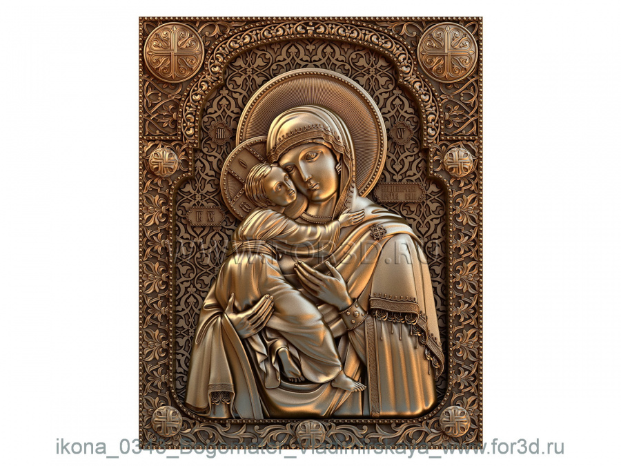The icon 0343  Vladimir of the Mother of God 3d stl for CNC
