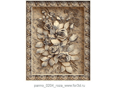 Panno 0204 Roses | 3d stl model for CNC